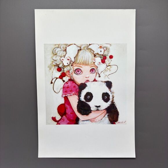 Camilla d’Errico Fruit Fuzz Art Print Big Eyes Girl Panda Mice Pop Manga Lowbrow - Picture 1 of 10